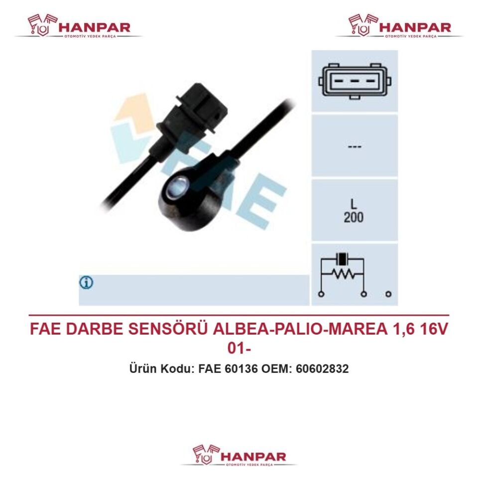 FAE DARBE SENSÖRÜ ALBEA-PALIO-MAREA 1,6 16V 01-