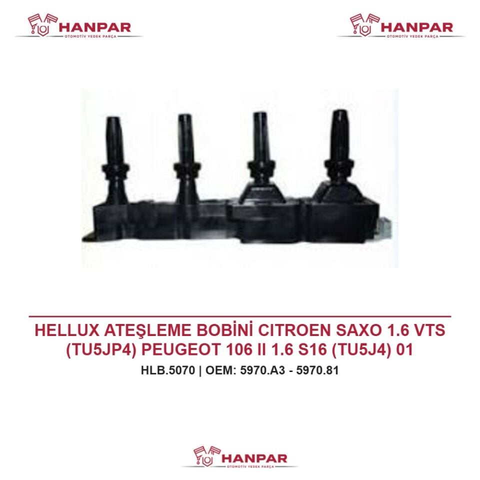 HELLUX ATEŞLEME BOBİNİ CITROEN SAXO 1.6 VTS (TU5JP4) PEUGEOT 106 II 1.6 S16 (TU5J4) 01