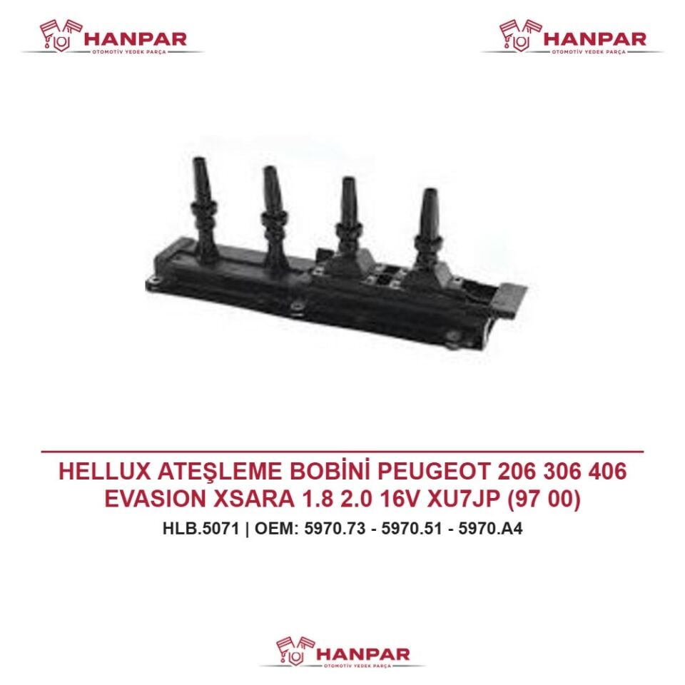HELLUX ATEŞLEME BOBİNİ PEUGEOT 206 306 406 EVASION XSARA 1.8 2.0 16V XU7JP (97 00)