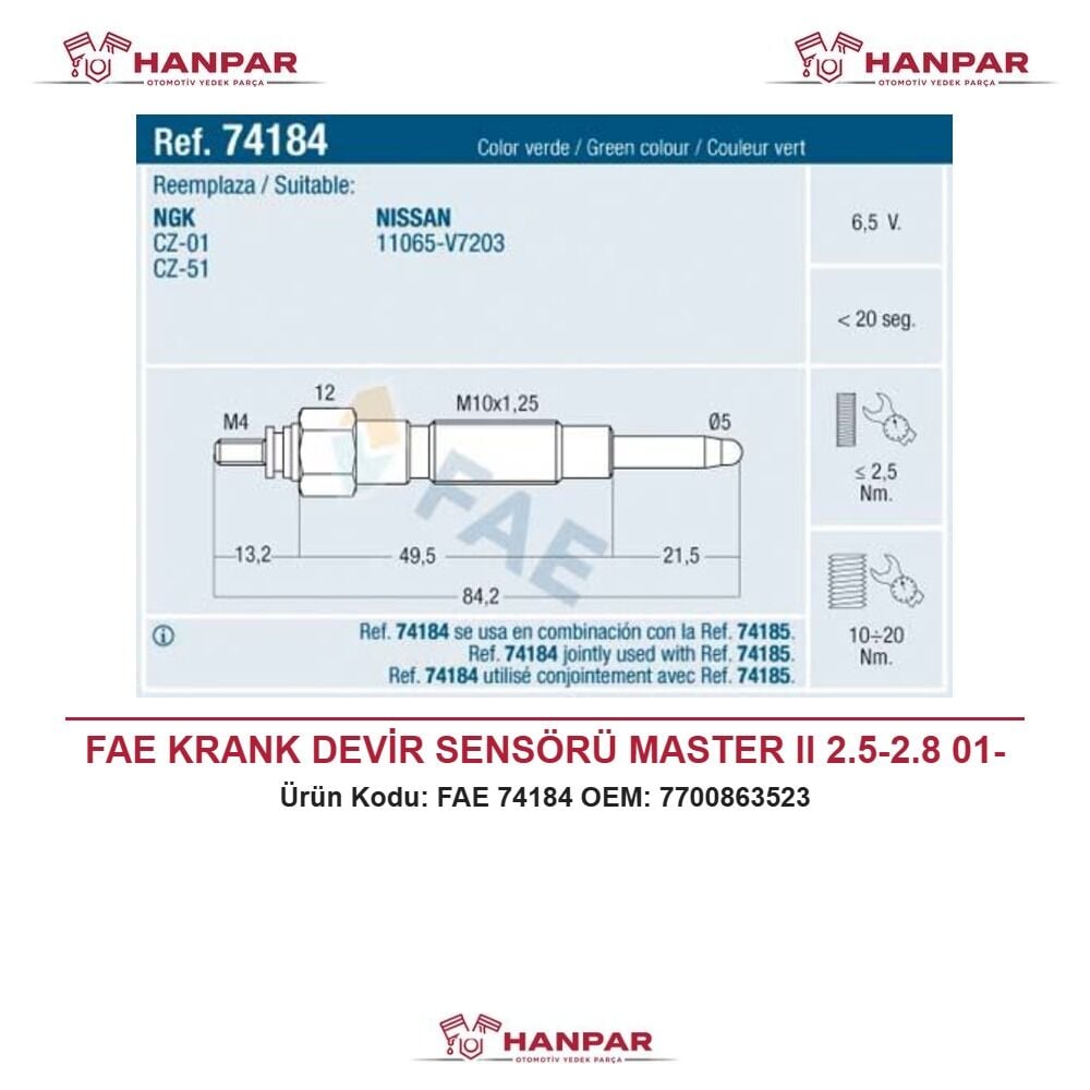 FAE KRANK DEVİR SENSÖRÜ MASTER II 2.5-2.8 01-