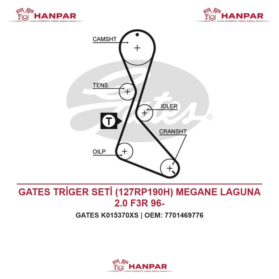 GATES TRİGER SETİ (127RP190H) MEGANE LAGUNA 2.0 F3R 96-