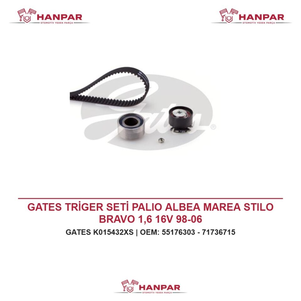 GATES TRİGER SETİ PALIO ALBEA MAREA STILO BRAVO 1,6 16V 98-06