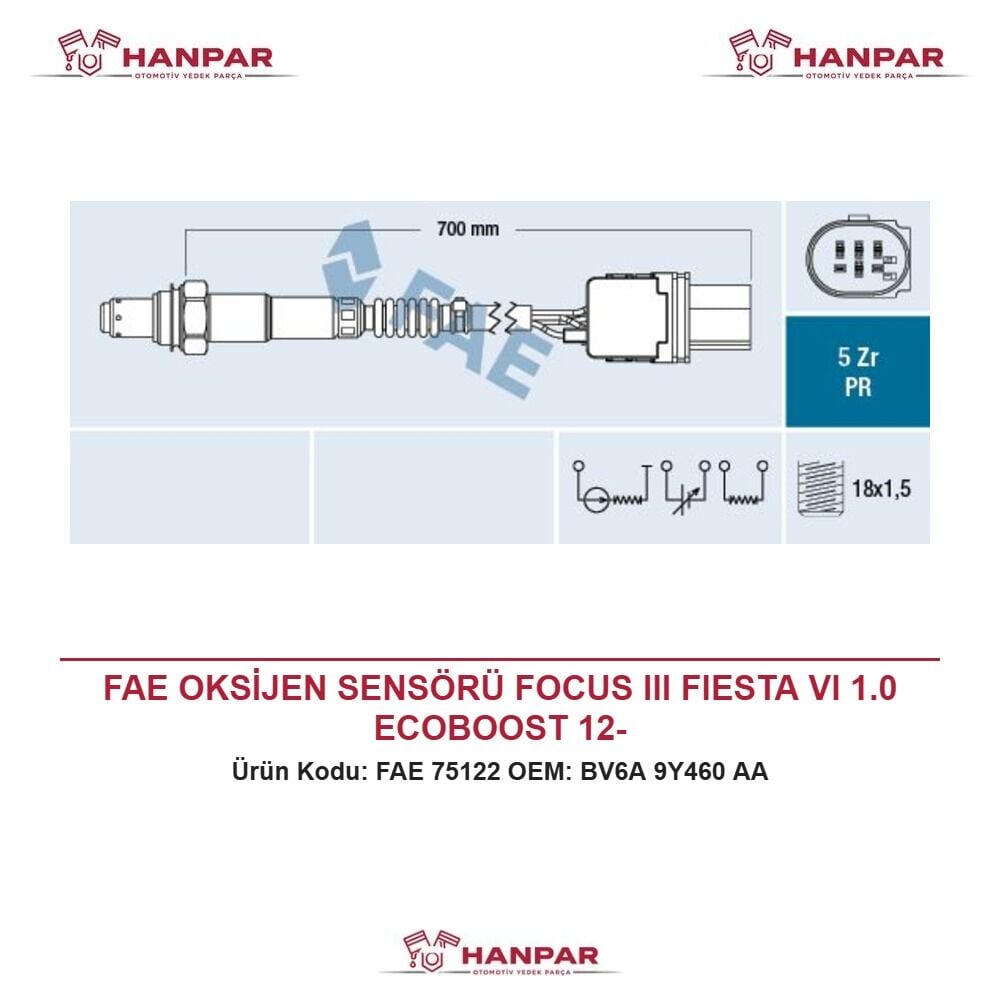 FAE OKSİJEN SENSÖRÜ FOCUS III FIESTA VI 1.0 ECOBOOST 12-