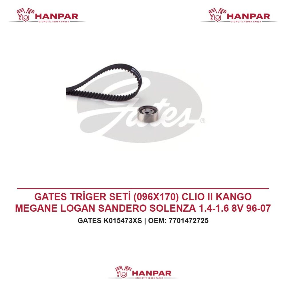 GATES TRİGER SETİ (096X170) CLIO II KANGO MEGANE LOGAN SANDERO SOLENZA 1.4-1.6 8V 96-07