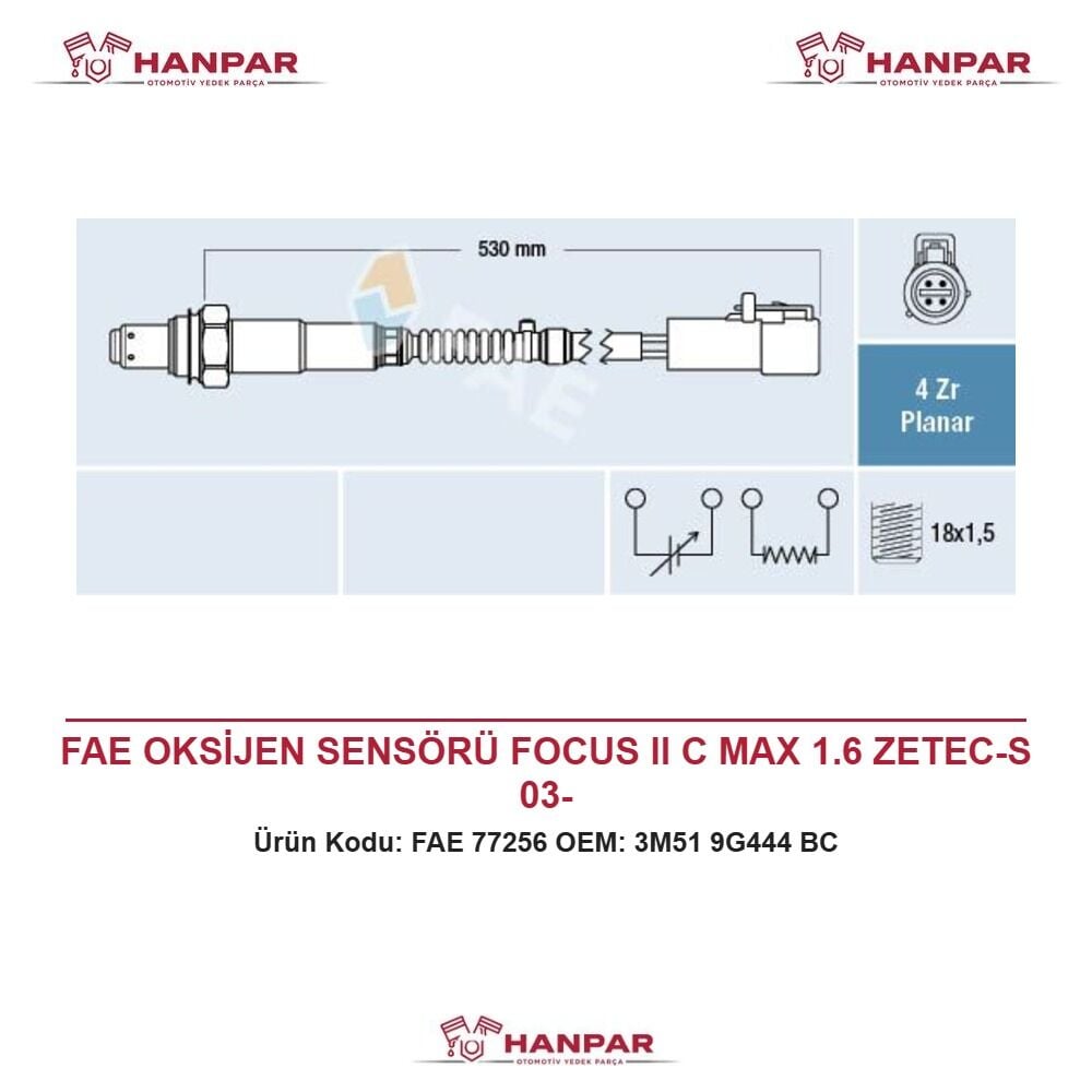 FAE OKSİJEN SENSÖRÜ FOCUS II C MAX 1.6 ZETEC-S 03-