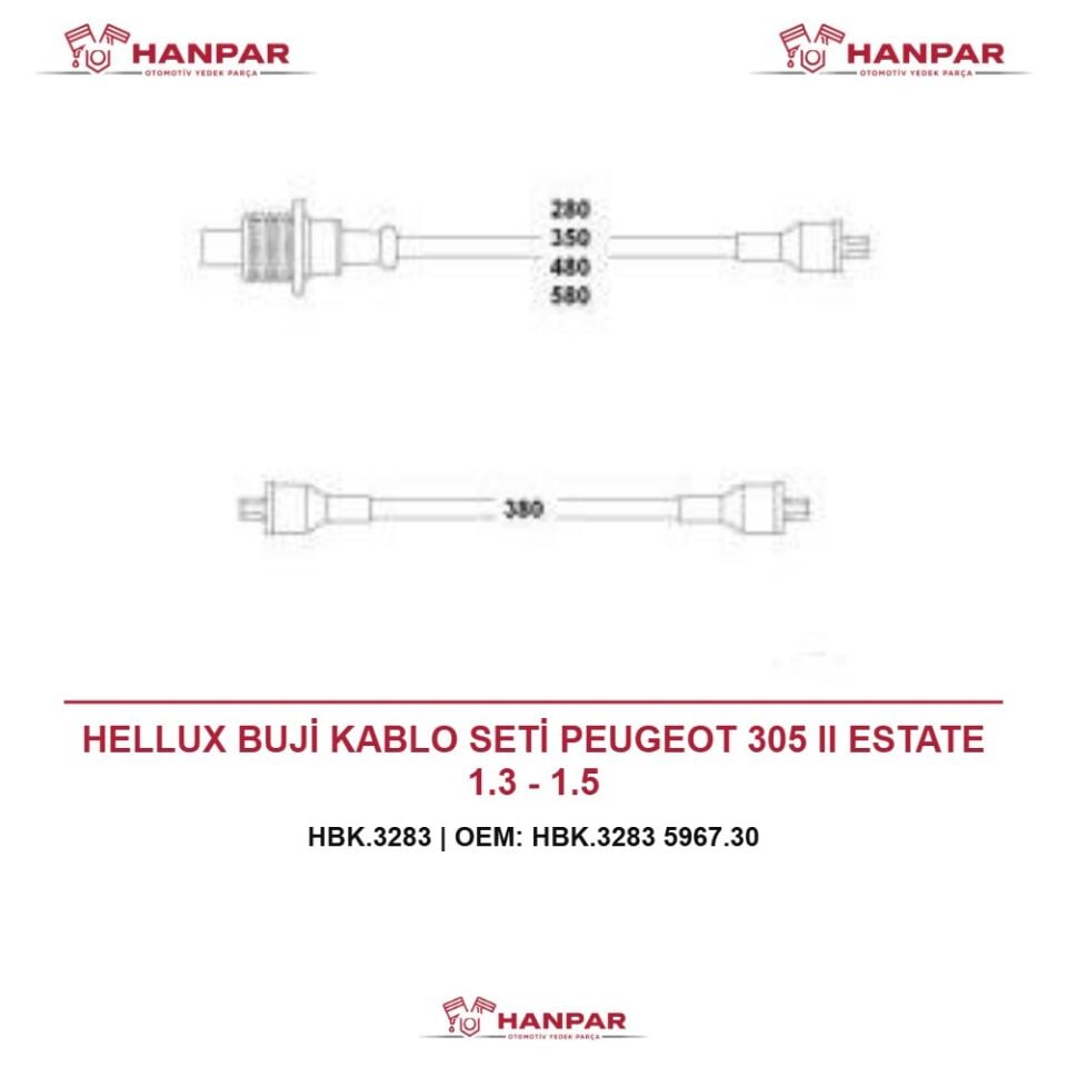 HELLUX BUJİ KABLO SETİ PEUGEOT 305 II ESTATE 1.3 - 1.5