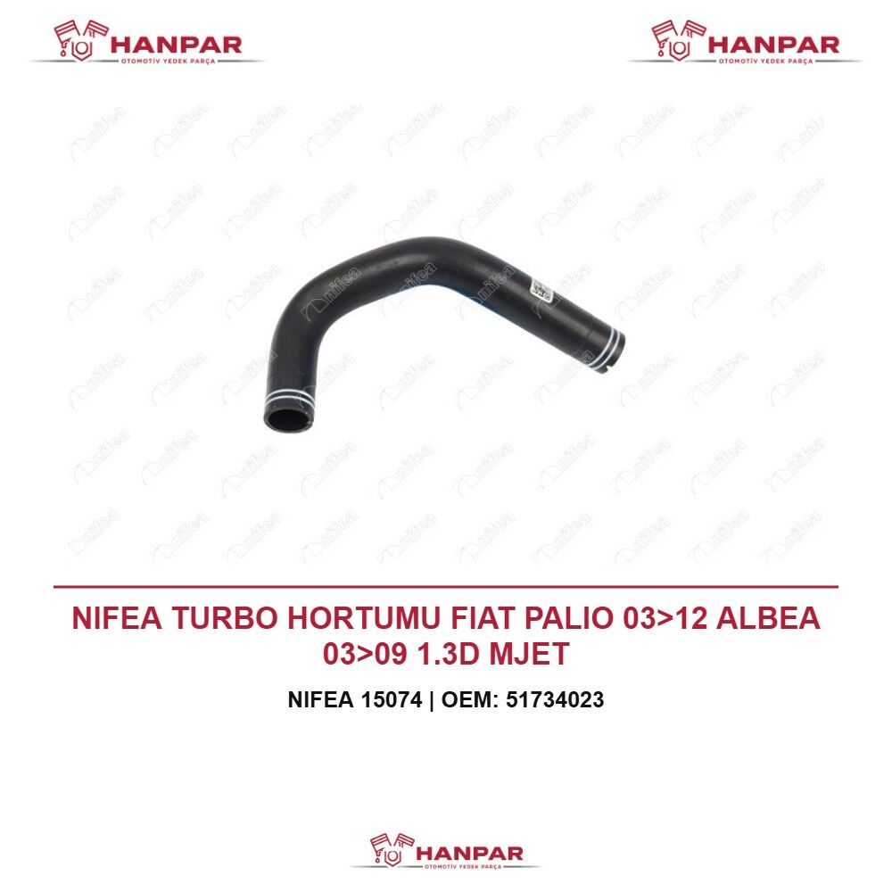 NIFEA TURBO HORTUMU FIAT PALIO 03>12 ALBEA 03>09 1.3D MJET