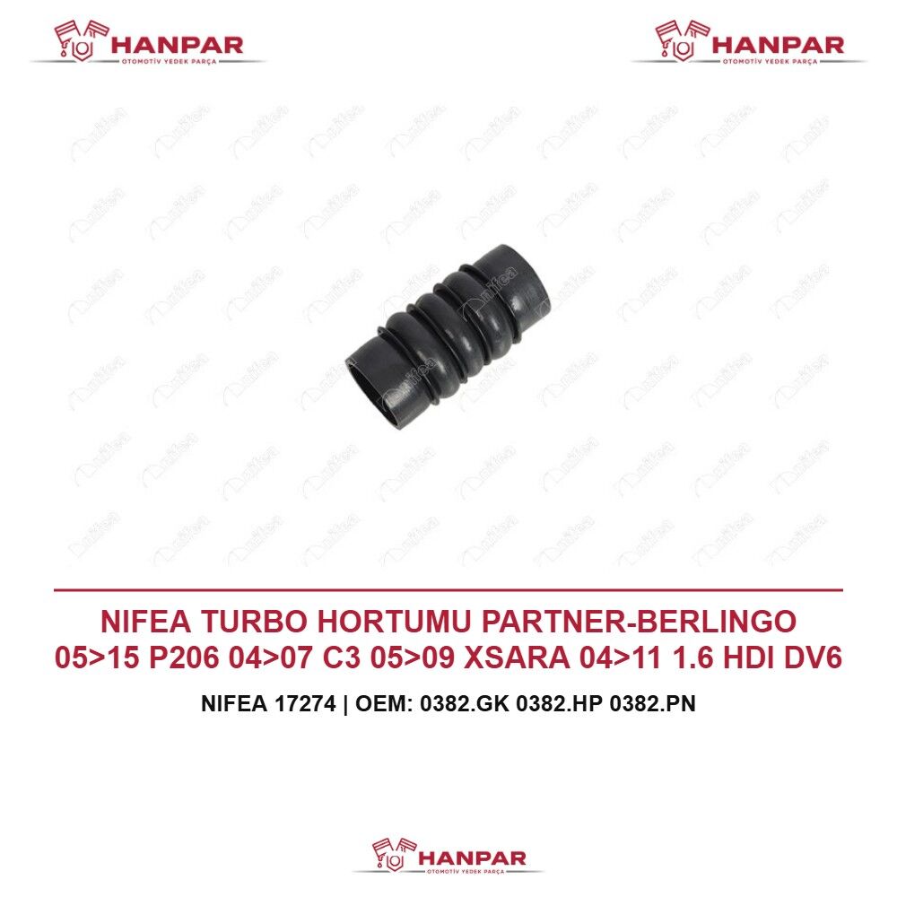 NIFEA TURBO HORTUMU PARTNER-BERLINGO 05>15 P206 04>07 C3 05>09 XSARA 04>11 1.6 HDI DV6