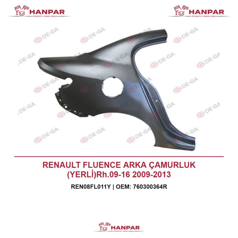 RENAULT FLUENCE ARKA ÇAMURLUK (YERLİ)Rh.09-16 2009-2013