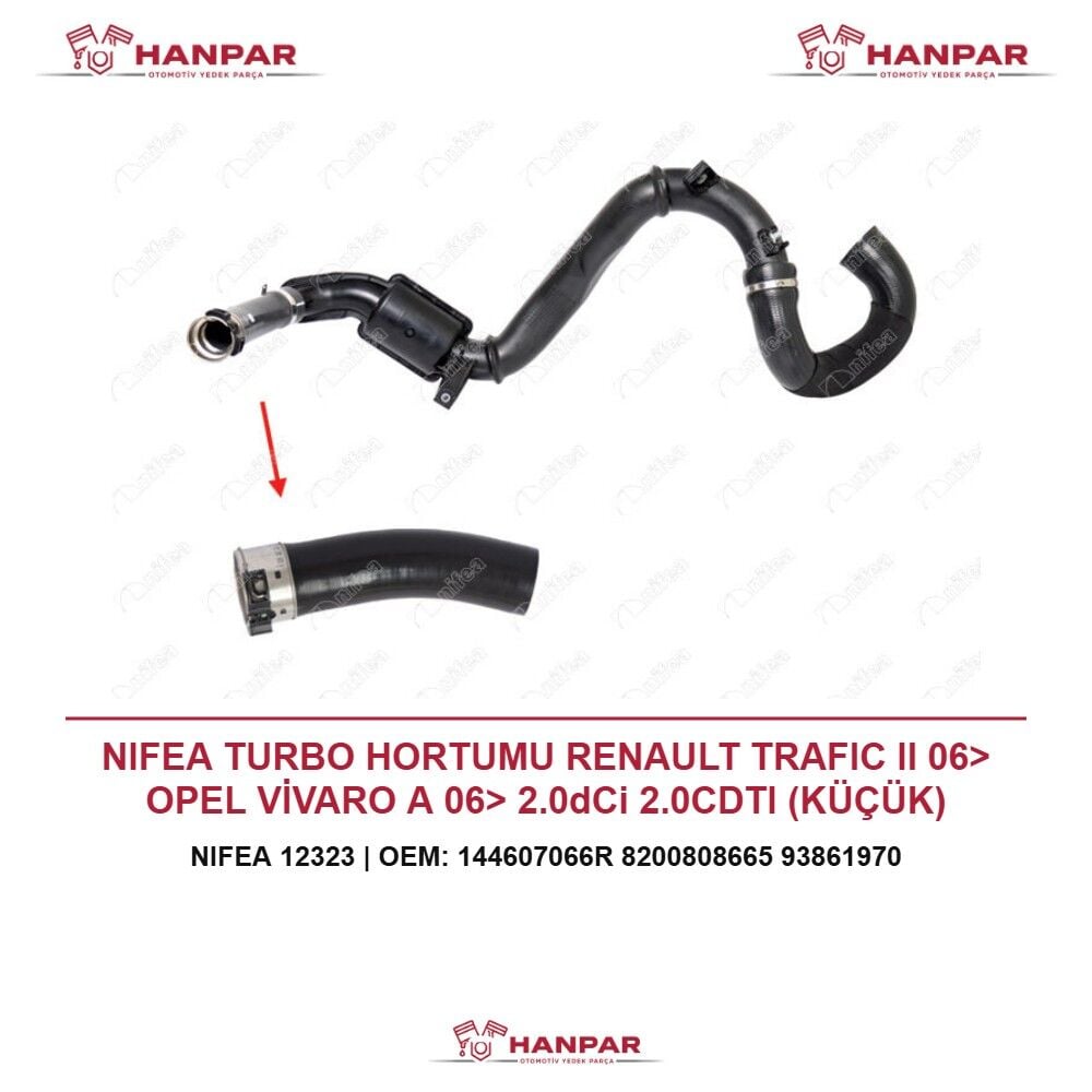 NIFEA TURBO HORTUMU RENAULT TRAFIC II 06> OPEL VİVARO A 06> 2.0dCi 2.0CDTI (KÜÇÜK)