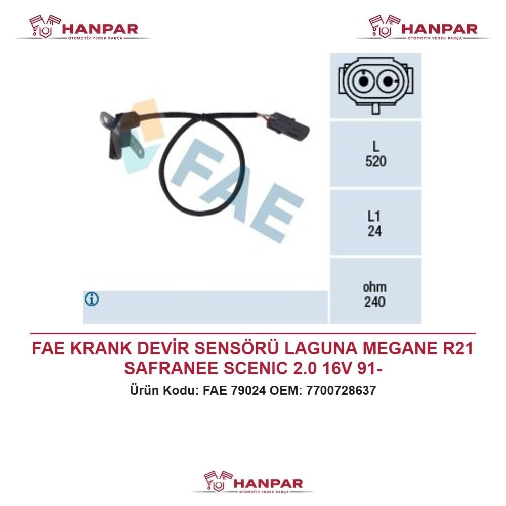 FAE KRANK DEVİR SENSÖRÜ LAGUNA MEGANE R21 SAFRANEE SCENIC 2.0 16V 91-