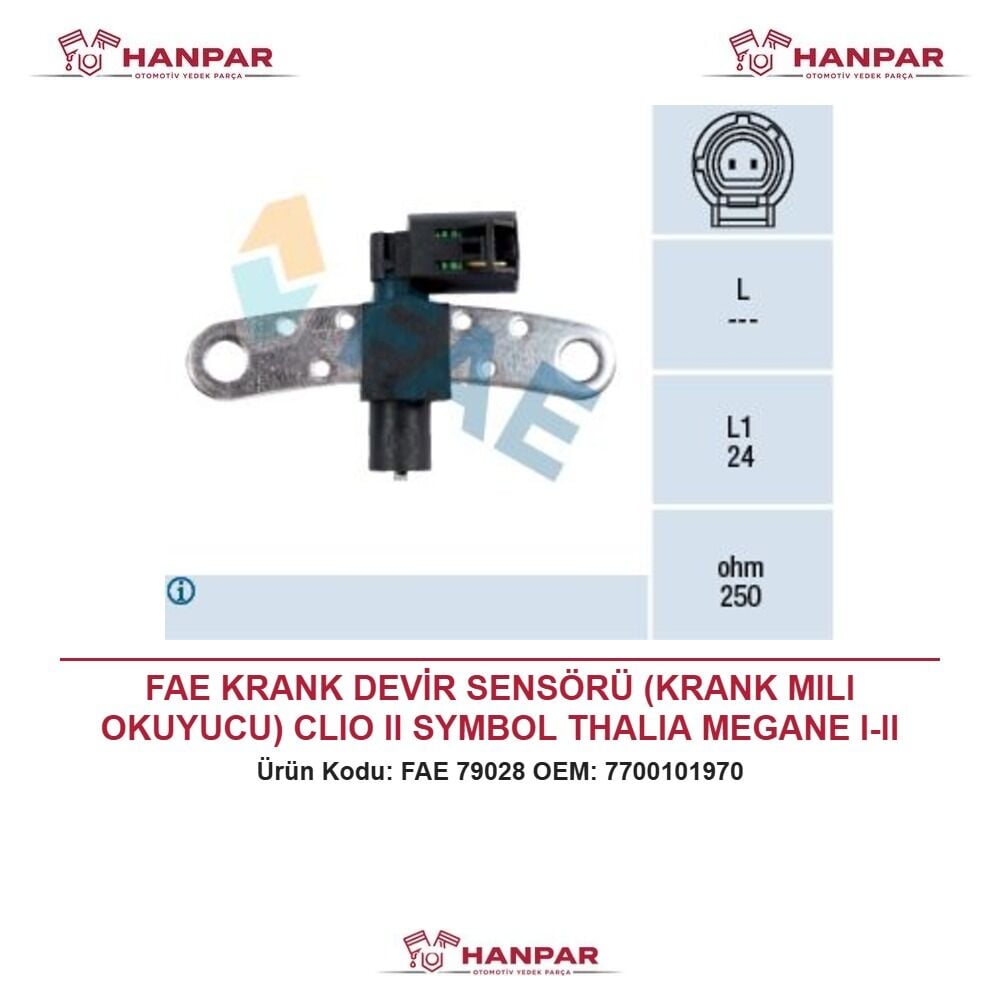 FAE KRANK DEVİR SENSÖRÜ (KRANK MILI OKUYUCU) CLIO II SYMBOL THALIA MEGANE I-II LOGAN SANDERO K7J-E7J-F4R 1.4 1.6 2.0 16V 98-