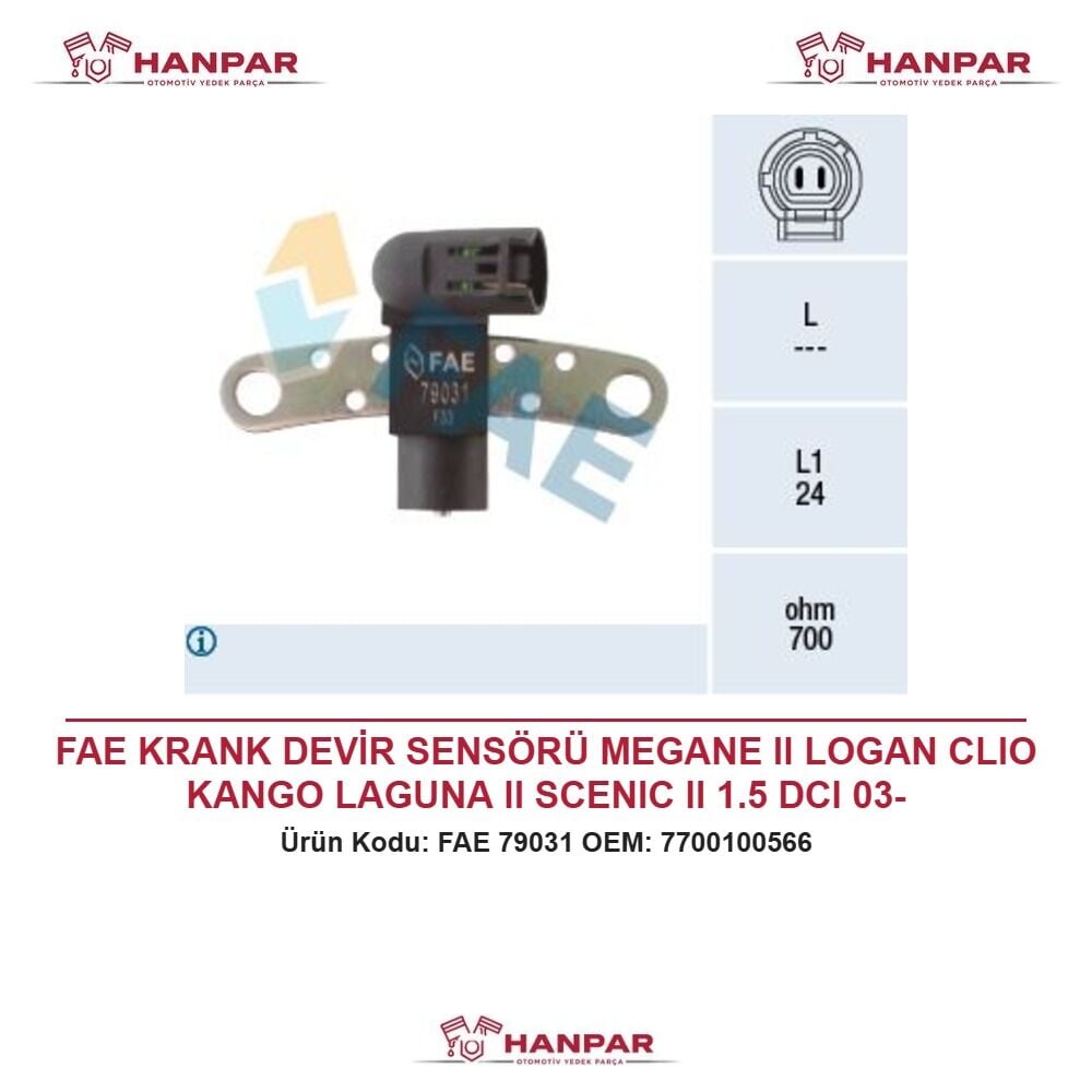 FAE KRANK DEVİR SENSÖRÜ MEGANE II LOGAN CLIO KANGO LAGUNA II SCENIC II 1.5 DCI 03-
