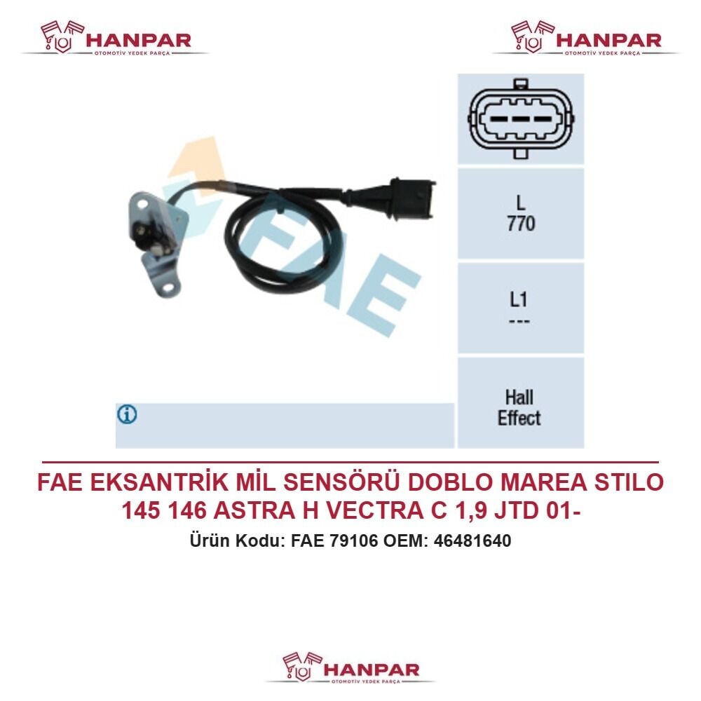 FAE EKSANTRİK MİL SENSÖRÜ DOBLO MAREA STILO 145 146 ASTRA H VECTRA C 1,9 JTD 01-