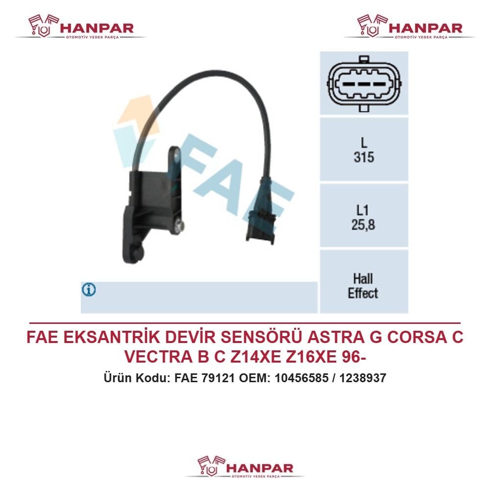 FAE EKSANTRİK DEVİR SENSÖRÜ ASTRA G CORSA C VECTRA B C Z14XE Z16XE 96-