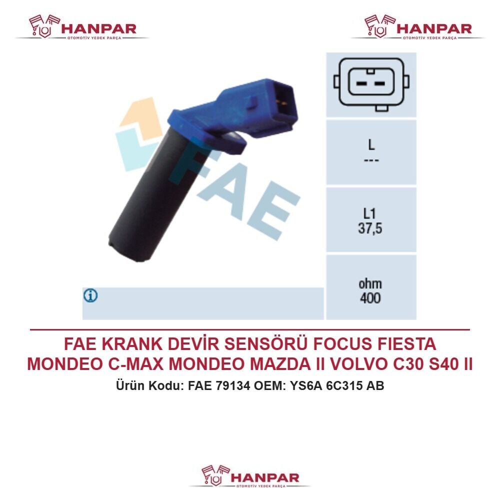 FAE KRANK DEVİR SENSÖRÜ FOCUS FIESTA MONDEO C-MAX MONDEO MAZDA II VOLVO C30 S40 II V50 1.25 1.4 1.6 ZETEC TI VCT 95-