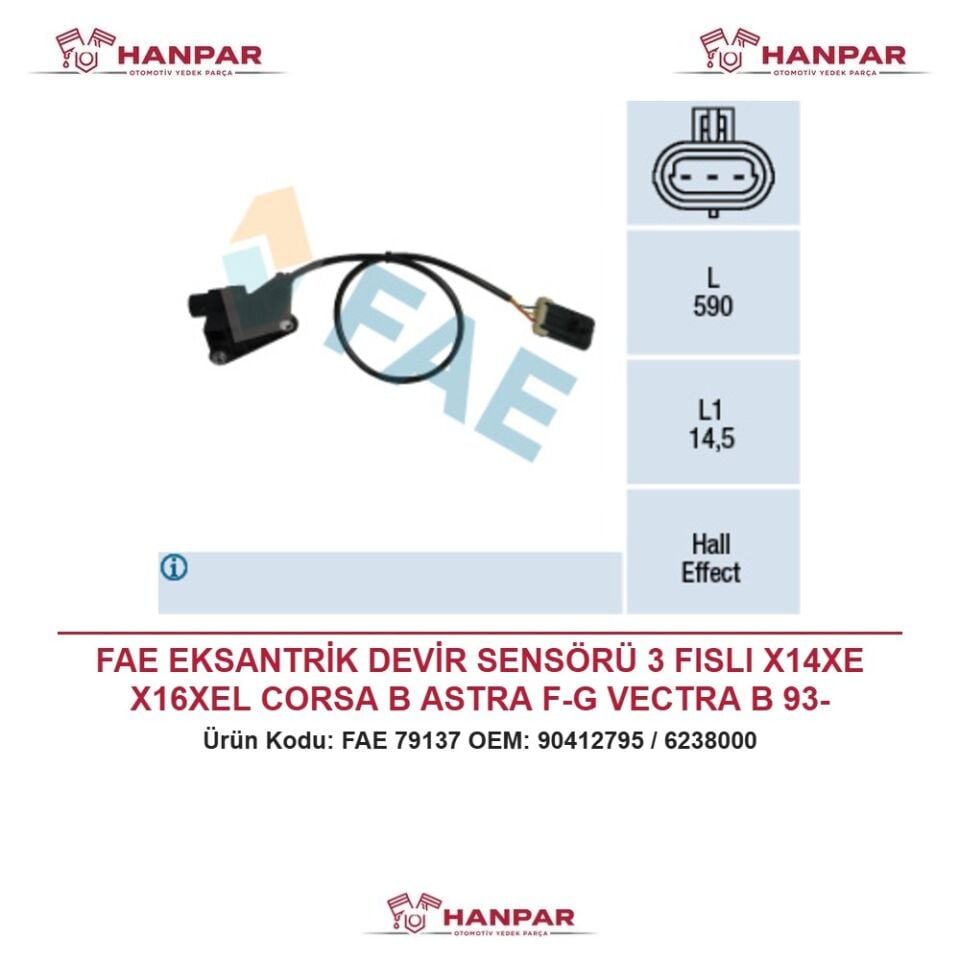 FAE EKSANTRİK DEVİR SENSÖRÜ 3 FISLI X14XE X16XEL CORSA B ASTRA F-G VECTRA B 93-