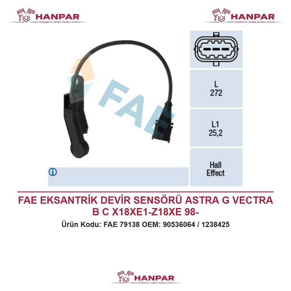 FAE EKSANTRİK DEVİR SENSÖRÜ ASTRA G VECTRA B C X18XE1-Z18XE 98-