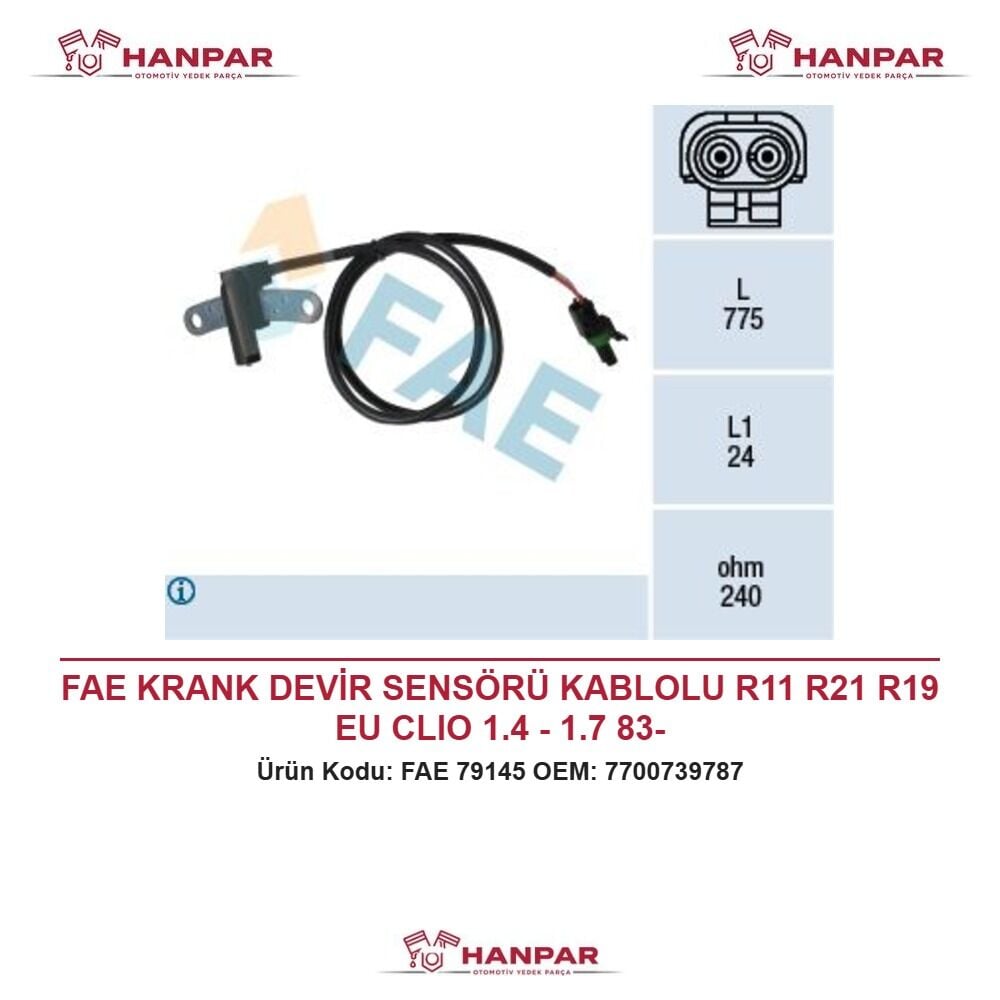 FAE KRANK DEVİR SENSÖRÜ KABLOLU R11 R21 R19 EU CLIO 1.4 - 1.7 83-