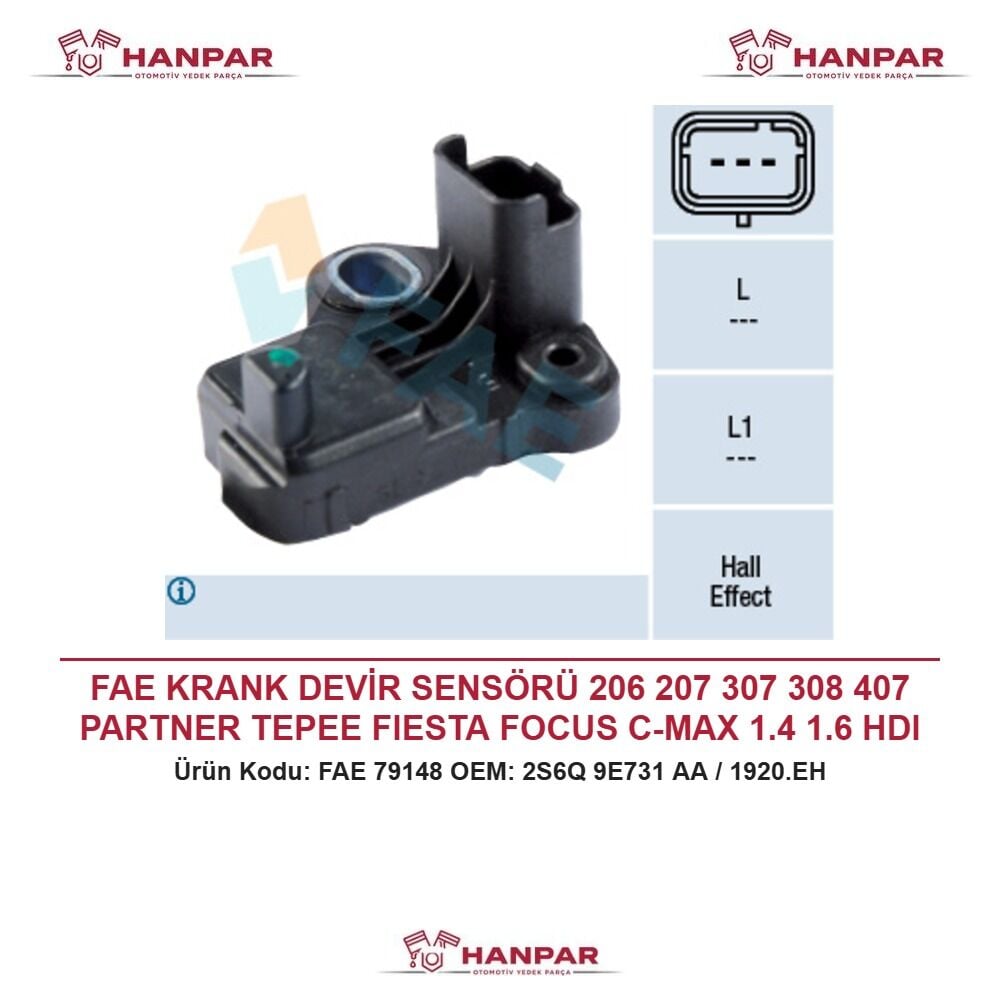 FAE KRANK DEVİR SENSÖRÜ 206 207 307 308 407 PARTNER TEPEE FIESTA FOCUS C-MAX 1.4 1.6 HDI TDCI 02-