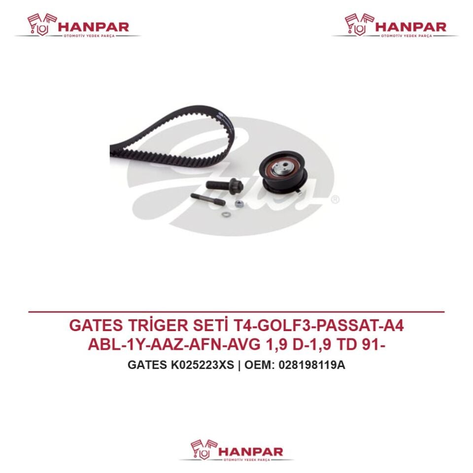 GATES TRİGER SETİ T4-GOLF3-PASSAT-A4 ABL-1Y-AAZ-AFN-AVG 1,9 D-1,9 TD 91-