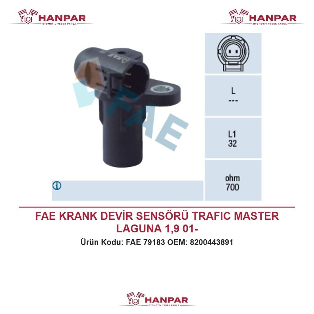 FAE KRANK DEVİR SENSÖRÜ TRAFIC MASTER LAGUNA 1,9 01-