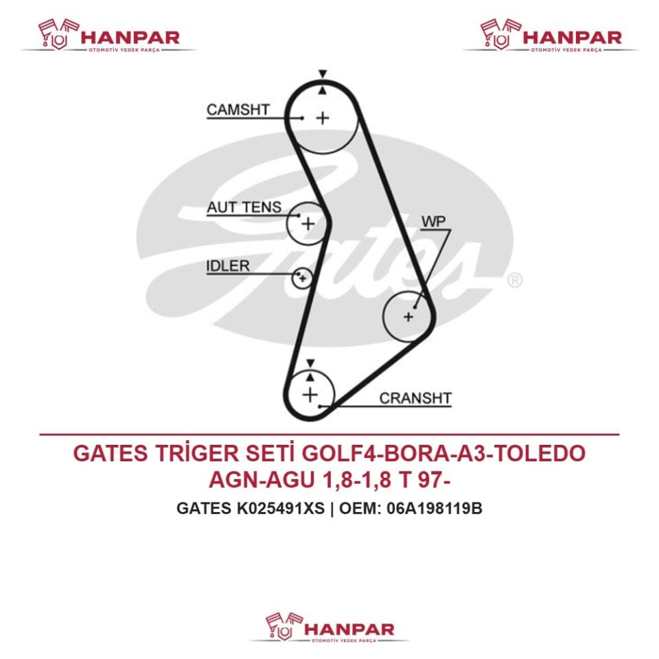GATES TRİGER SETİ GOLF4-BORA-A3-TOLEDO AGN-AGU 1,8-1,8 T 97-