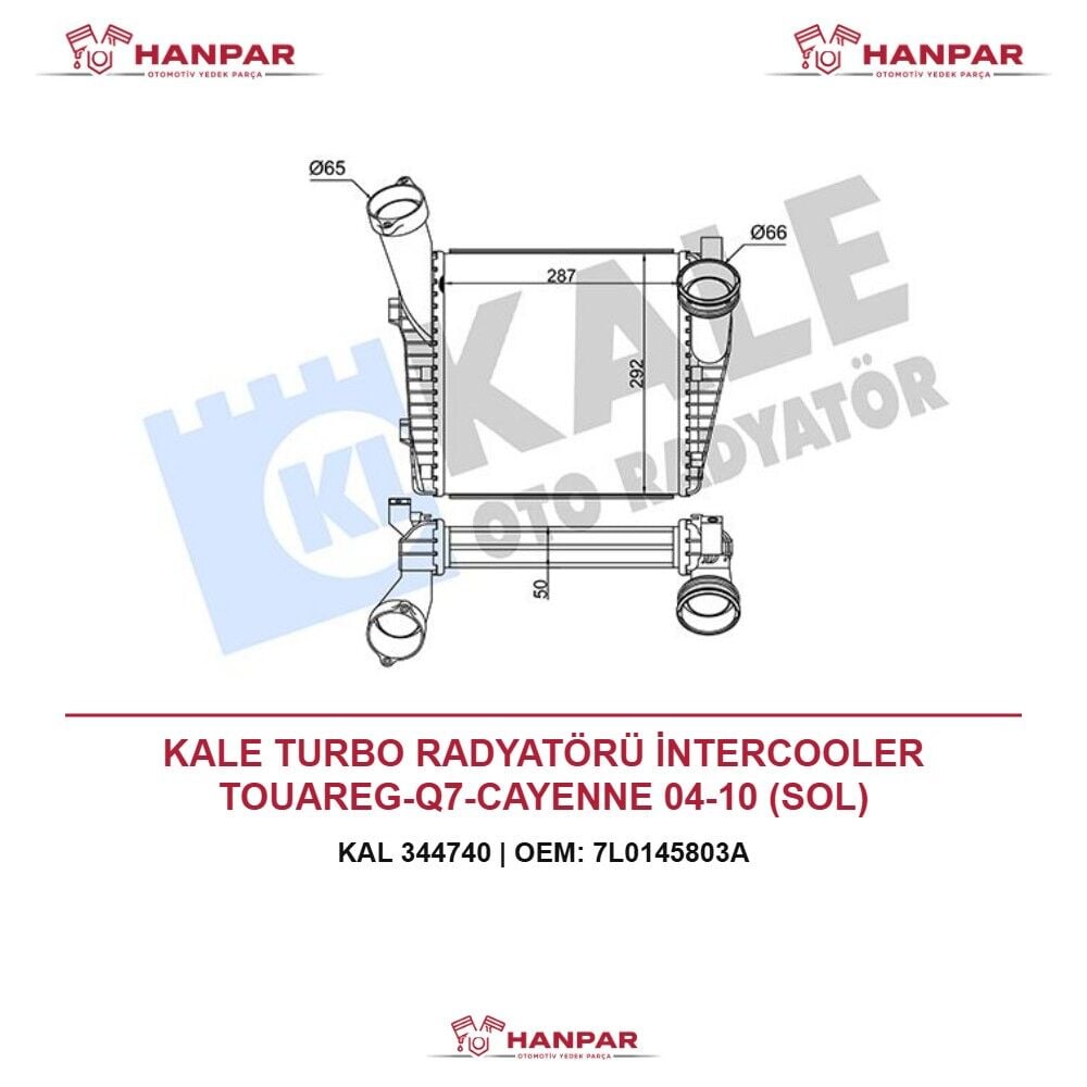 KALE TURBO RADYATÖRÜ İNTERCOOLER TOUAREG-Q7-CAYENNE 04-10 (SOL)