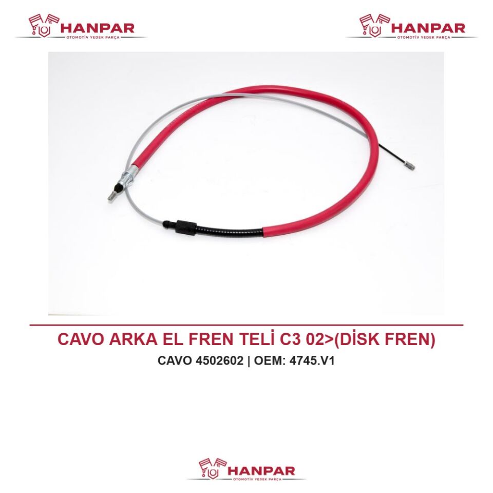 CAVO ARKA EL FREN TELİ C3 02>(DİSK FREN)