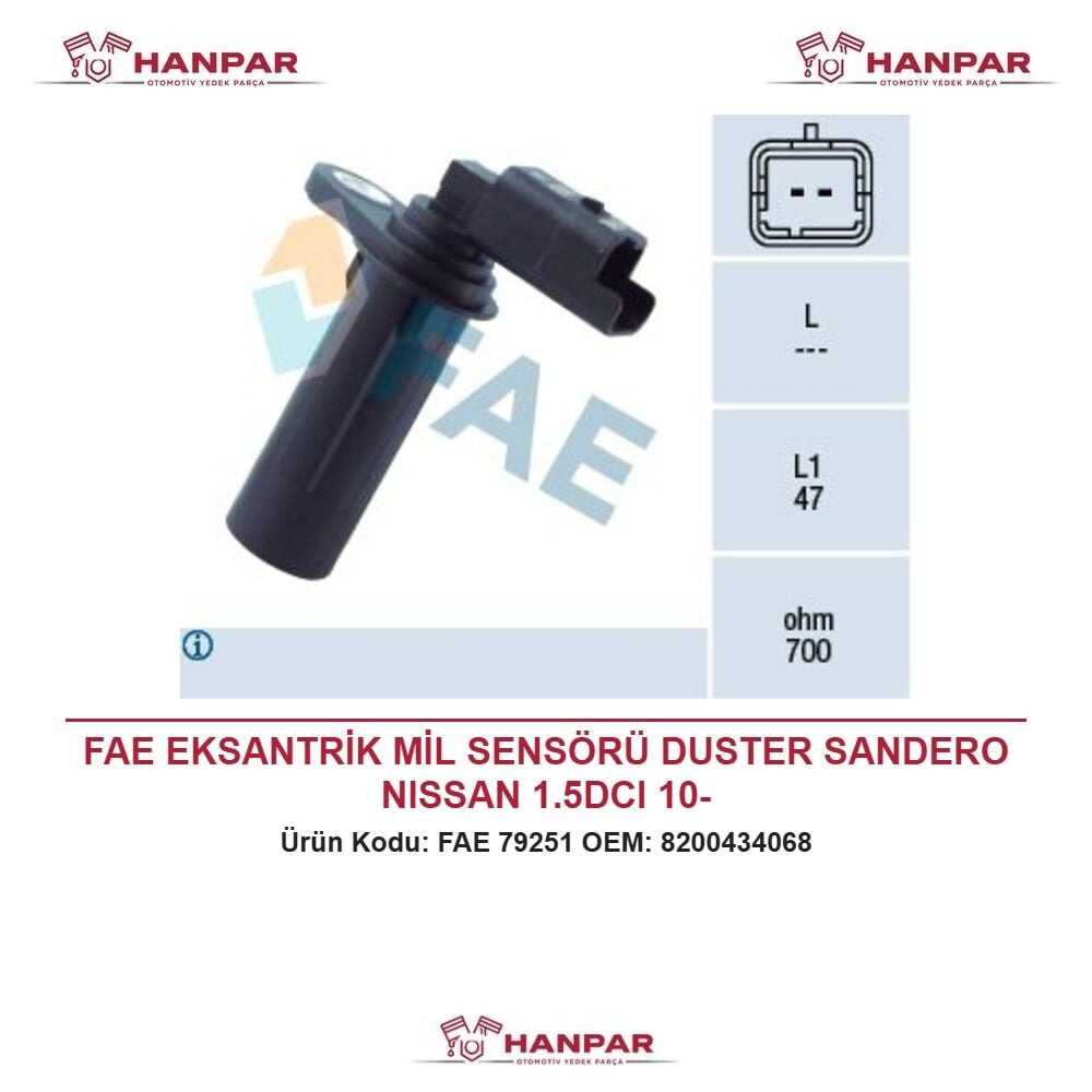 FAE EKSANTRİK MİL SENSÖRÜ DUSTER SANDERO NISSAN 1.5DCI 10-