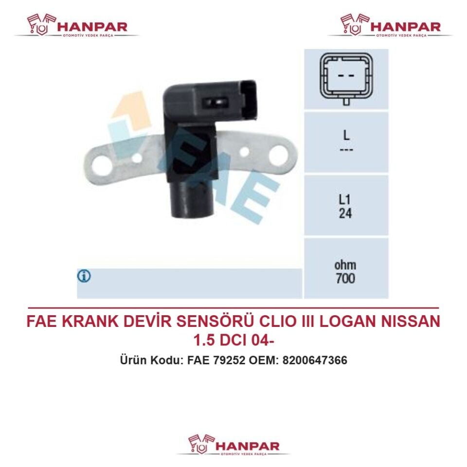 FAE KRANK DEVİR SENSÖRÜ CLIO III LOGAN NISSAN 1.5 DCI 04-