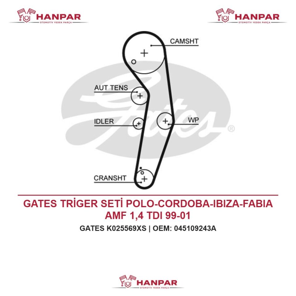 GATES TRİGER SETİ POLO-CORDOBA-IBIZA-FABIA AMF 1,4 TDI 99-01