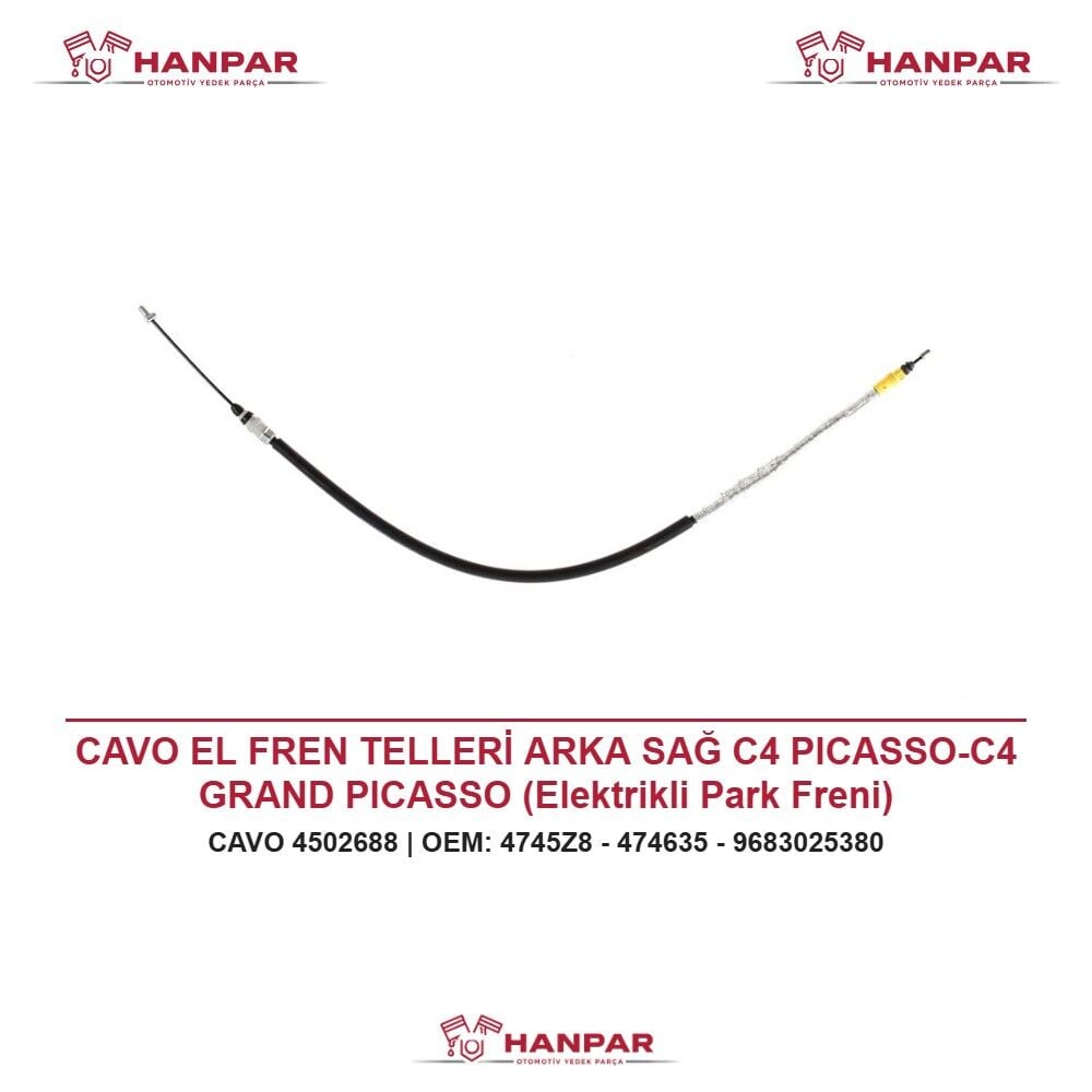 CAVO EL FREN TELLERİ ARKA SAĞ C4 PICASSO-C4 GRAND PICASSO (Elektrikli Park Freni)