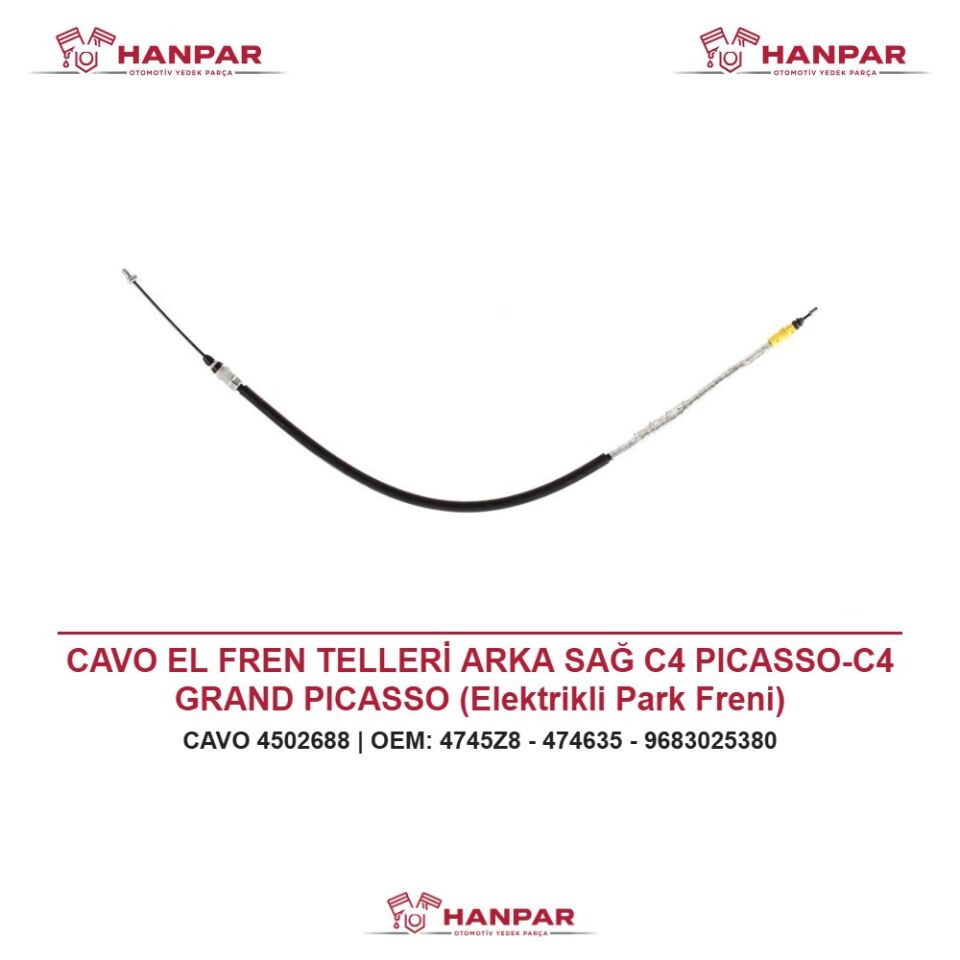 CAVO EL FREN TELLERİ ARKA SAĞ C4 PICASSO-C4 GRAND PICASSO (Elektrikli Park Freni)