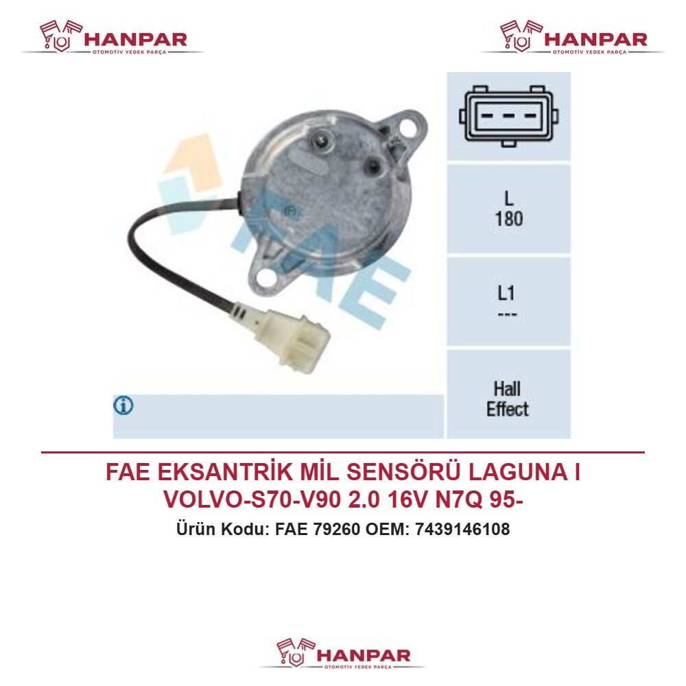 FAE EKSANTRİK MİL SENSÖRÜ LAGUNA I VOLVO-S70-V90 2.0 16V N7Q 95-