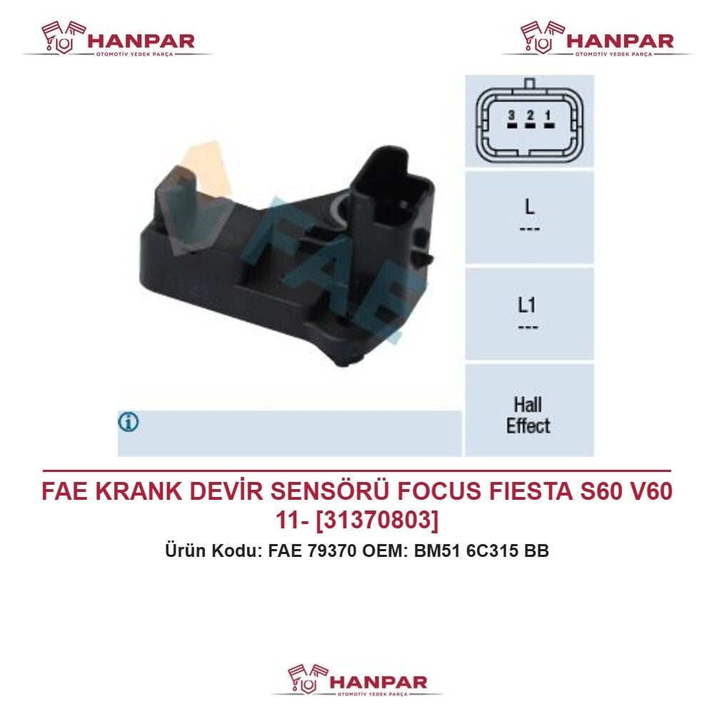 FAE KRANK DEVİR SENSÖRÜ FOCUS FIESTA S60 V60 11- [31370803]