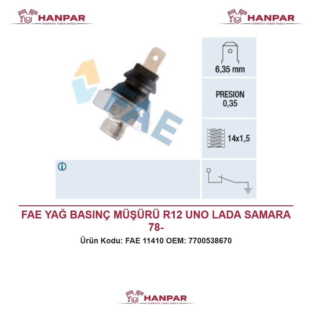 FAE YAĞ BASINÇ MÜŞÜRÜ R12 UNO LADA SAMARA 78-
