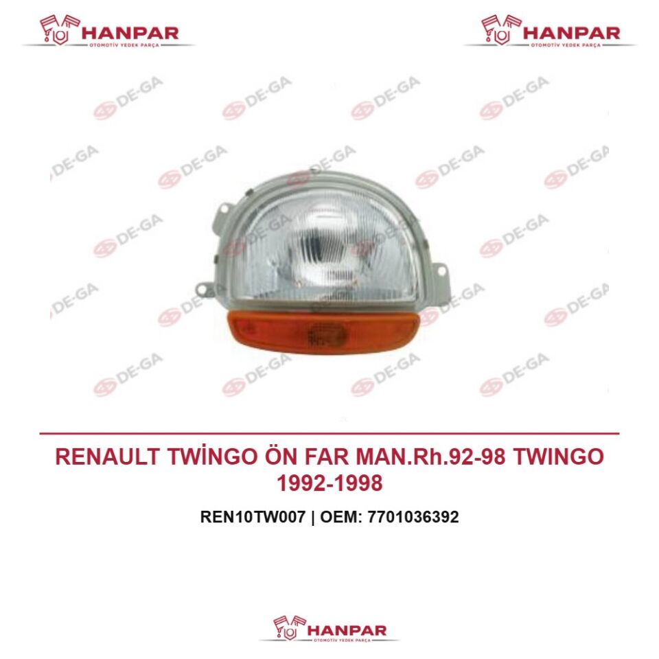 RENAULT TWİNGO ÖN FAR MAN.Rh.92-98 TWINGO 1992-1998