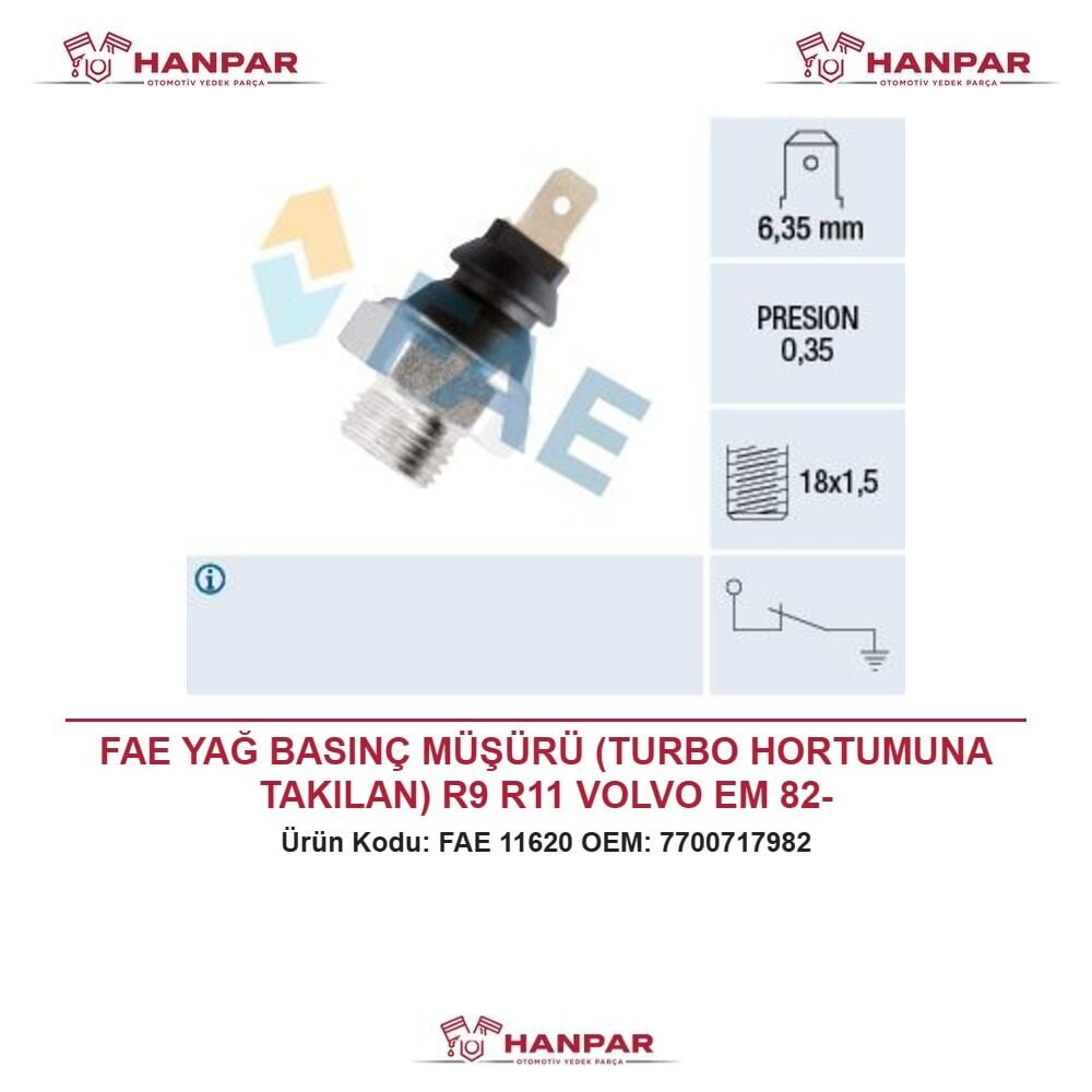 FAE YAĞ BASINÇ MÜŞÜRÜ (TURBO HORTUMUNA TAKILAN) R9 R11 VOLVO EM 82-