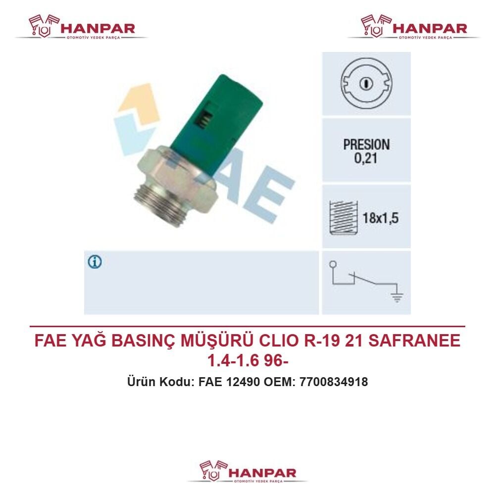 FAE YAĞ BASINÇ MÜŞÜRÜ CLIO R-19 21 SAFRANEE 1.4-1.6 96-