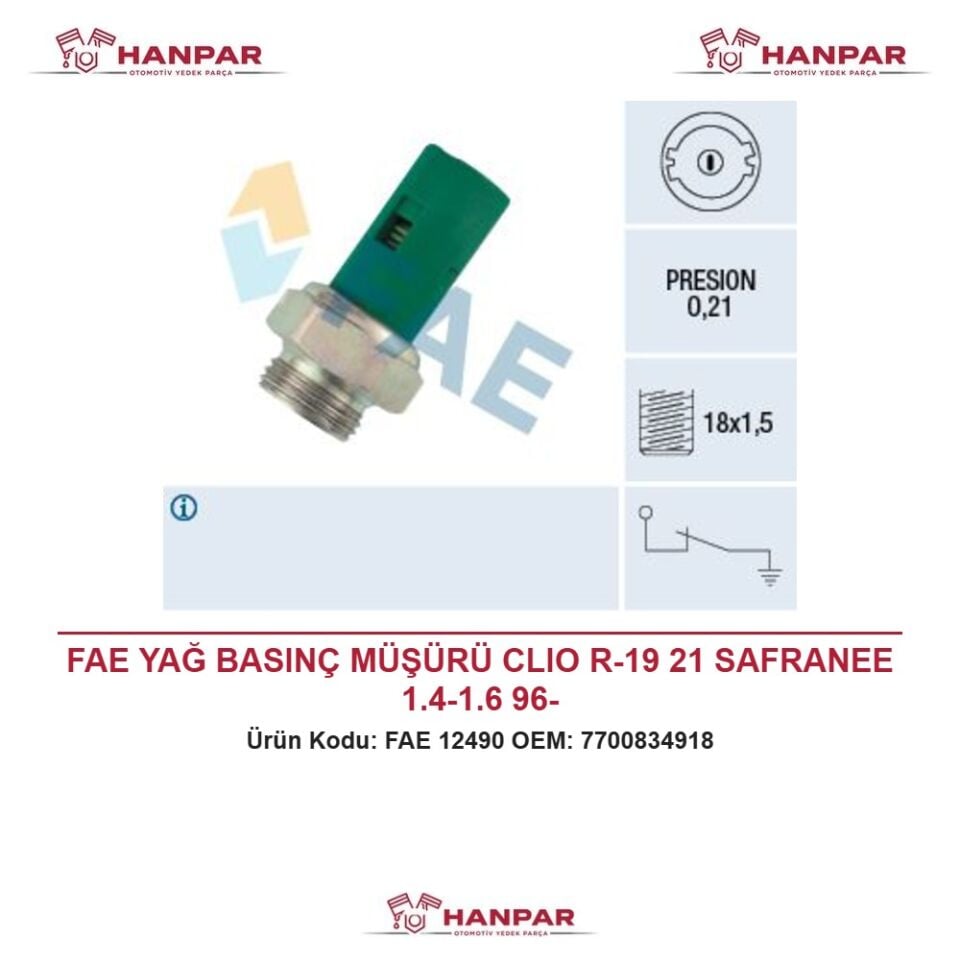 FAE YAĞ BASINÇ MÜŞÜRÜ CLIO R-19 21 SAFRANEE 1.4-1.6 96-