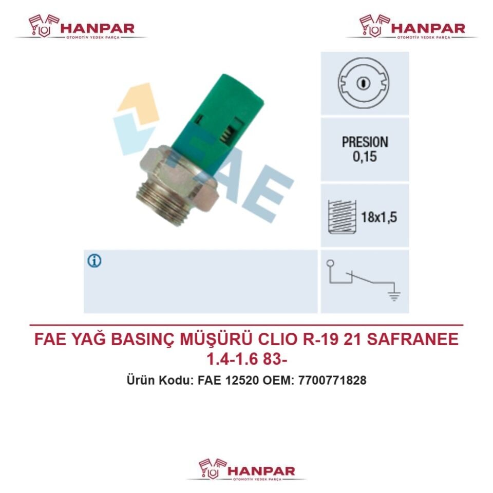 FAE YAĞ BASINÇ MÜŞÜRÜ CLIO R-19 21 SAFRANEE 1.4-1.6 83-