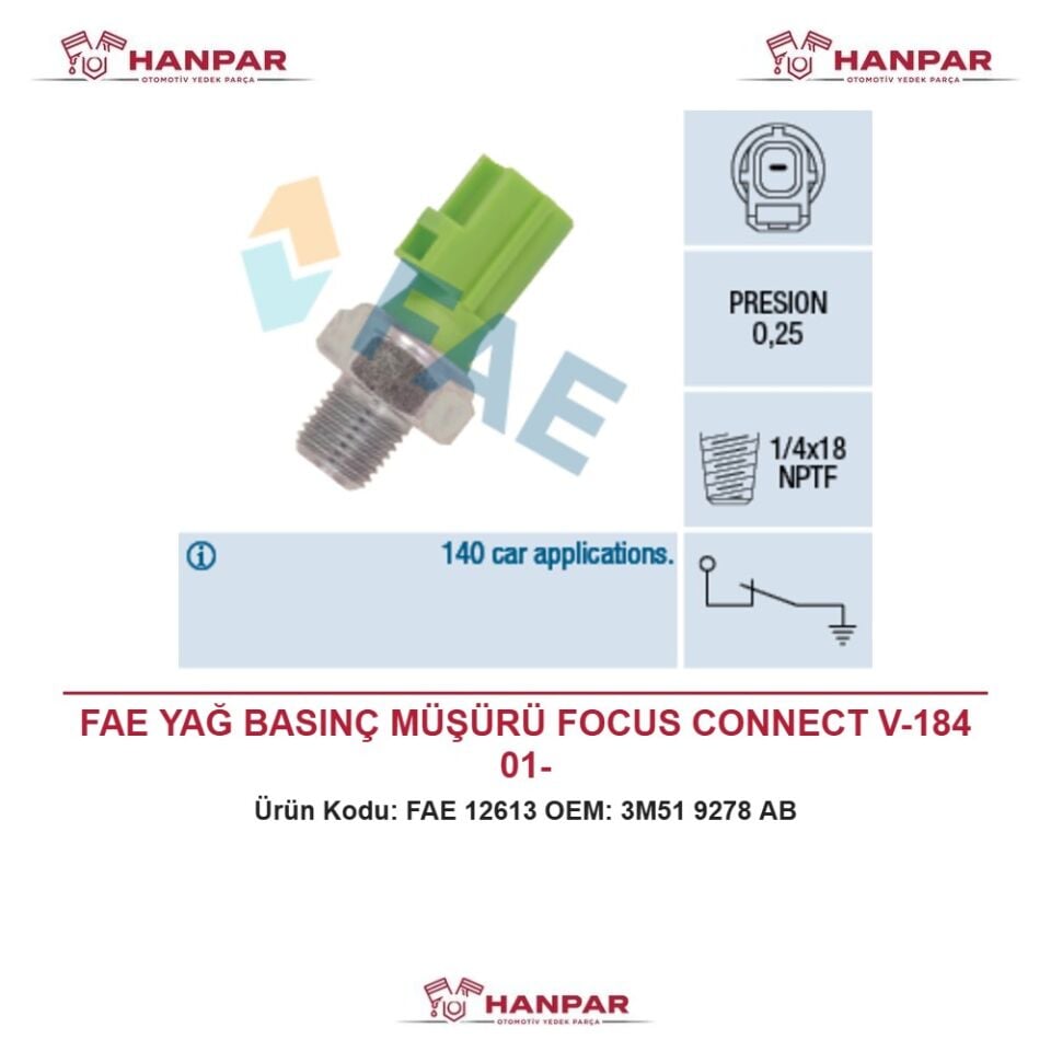 FAE YAĞ BASINÇ MÜŞÜRÜ FOCUS CONNECT V-184 01-