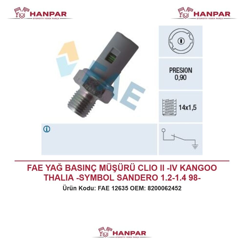 FAE YAĞ BASINÇ MÜŞÜRÜ CLIO II -IV KANGOO THALIA -SYMBOL SANDERO 1.2-1.4 98-