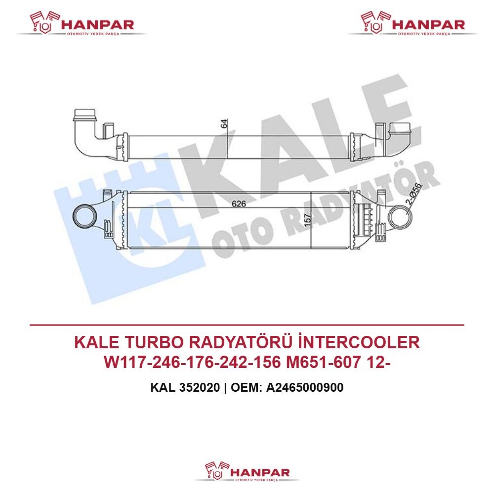 KALE TURBO RADYATÖRÜ İNTERCOOLER W117-246-176-242-156 M651-607 12-