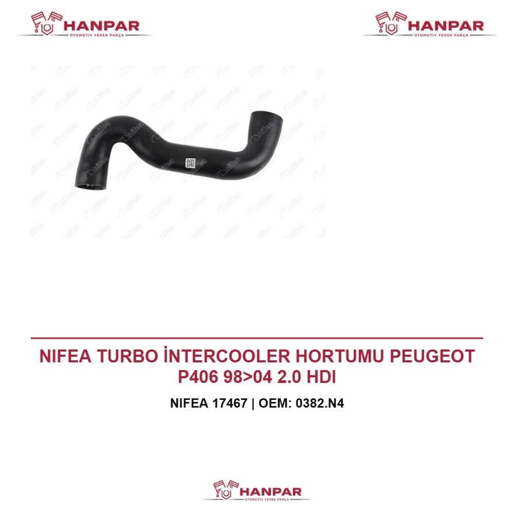 NIFEA TURBO İNTERCOOLER HORTUMU PEUGEOT P406 98>04 2.0 HDI