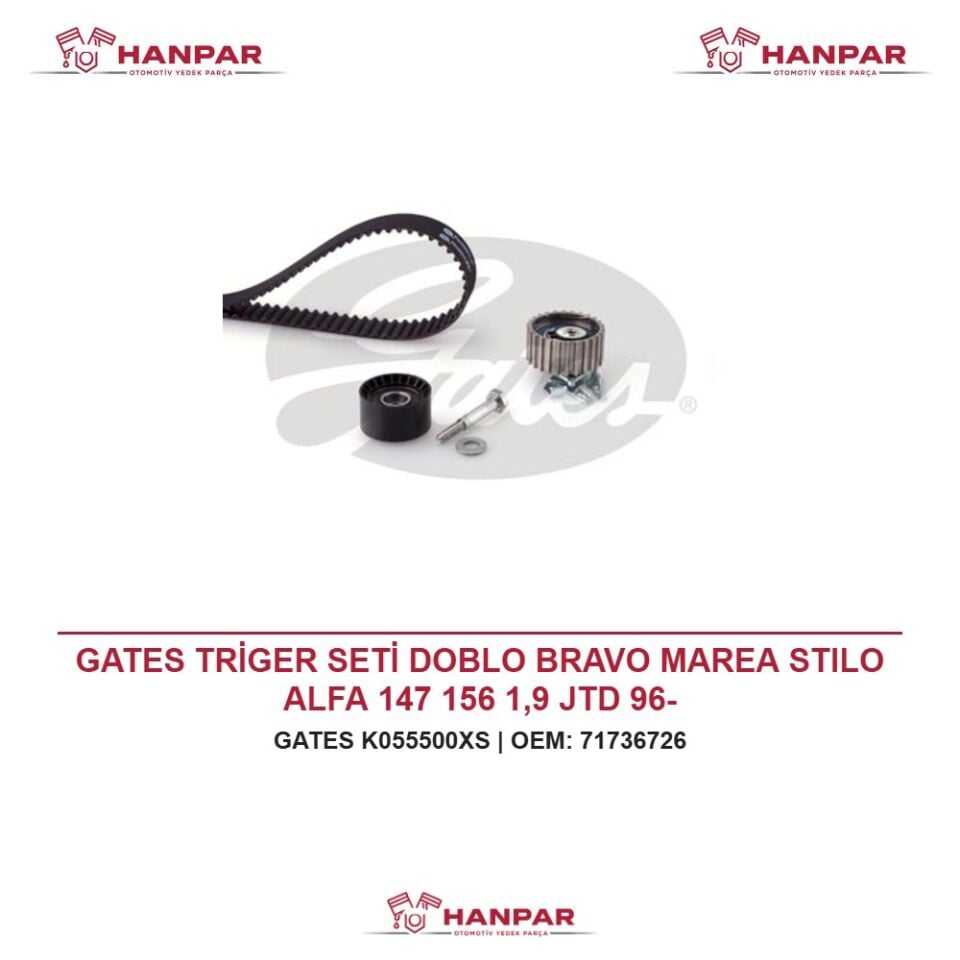 GATES TRİGER SETİ DOBLO BRAVO MAREA STILO ALFA 147 156 1,9 JTD 96-