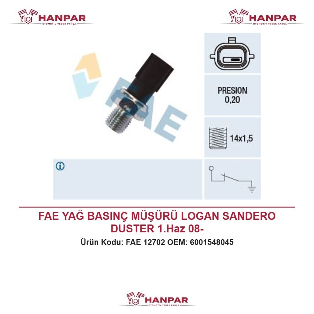FAE YAĞ BASINÇ MÜŞÜRÜ LOGAN SANDERO DUSTER 1.Haz 08-
