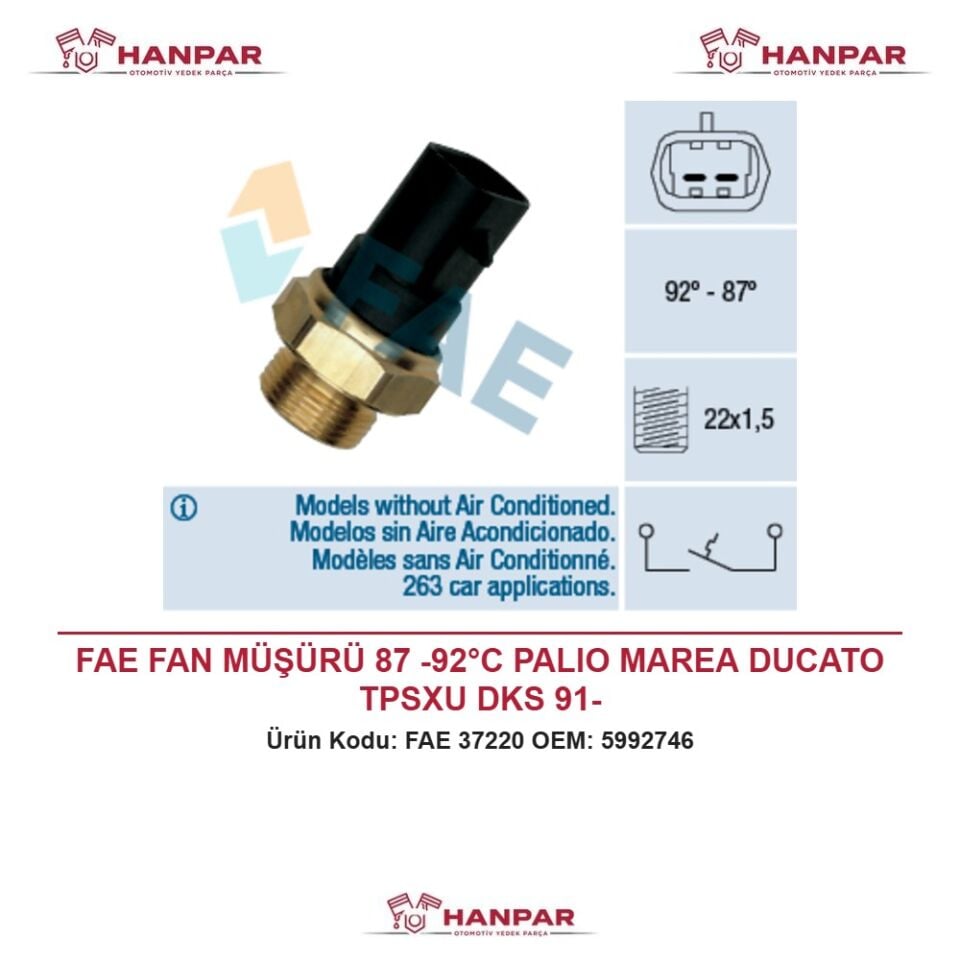 FAE FAN MÜŞÜRÜ 87 -92°C PALIO MAREA DUCATO TPSXU DKS 91-