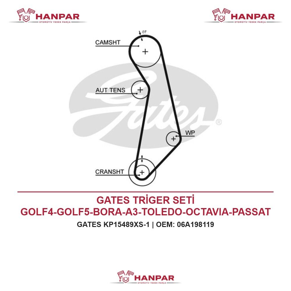 GATES TRİGER SETİ GOLF4-GOLF5-BORA-A3-TOLEDO-OCTAVIA-PASSAT AKL-AEH-BGU-BSE-BFQ-ALZ 1,6 97-